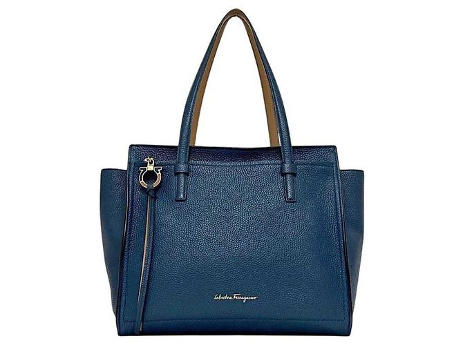 Gancini Salvatore Ferragamo blauer Leder-Tote-Bag - Ansicht 2