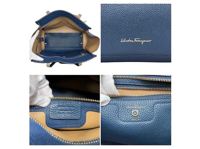 Gancini Salvatore Ferragamo blauer Leder-Tote-Bag - Ansicht 4