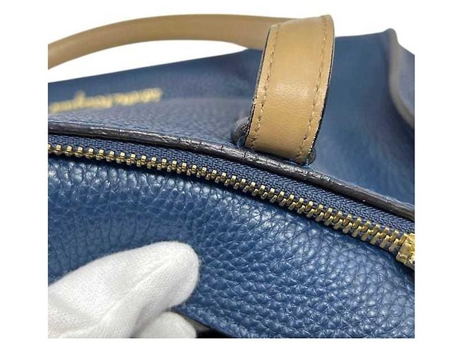 Gancini Salvatore Ferragamo blauer Leder-Tote-Bag - Ansicht 9