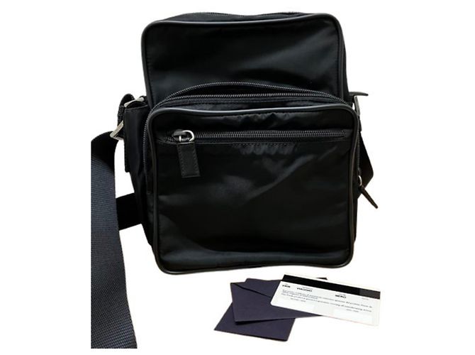 Borsa a tracolla in nylon Prada V406 nero - vista 10