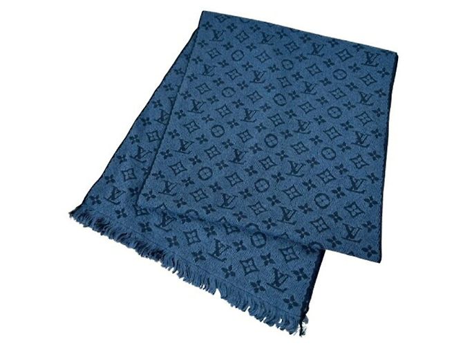 Stola in lana classica Monogram Louis Vuitton Blu navy - vista 2