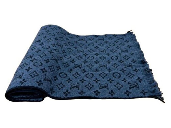 Stola in lana classica Monogram Louis Vuitton Blu navy - vista 3