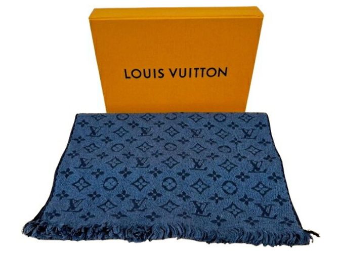 Stola in lana classica Monogram Louis Vuitton Blu navy - vista 6