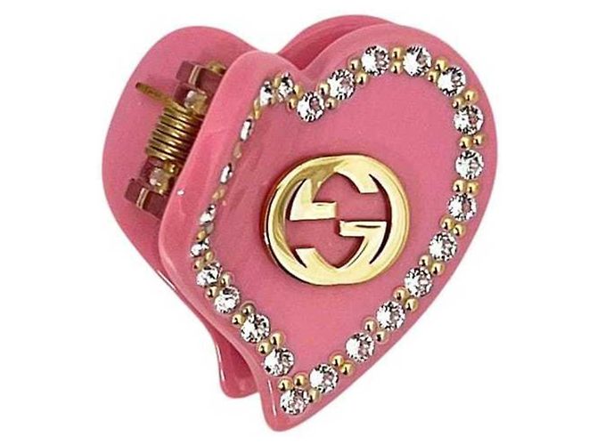 Clip per capelli Gucci rosa con cristalli intrecciati - vista 3