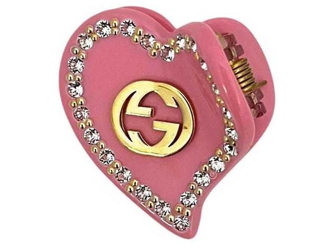 Clip per capelli Gucci rosa con cristalli intrecciati - vista 4
