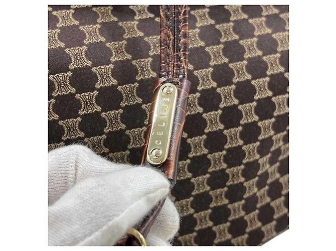 Bittersweet Céline Borsa Tote Celine in tela marrone e pelle - vista 10