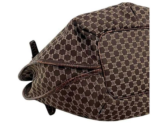 Bittersweet Céline Borsa Tote Celine in tela marrone e pelle - vista 5