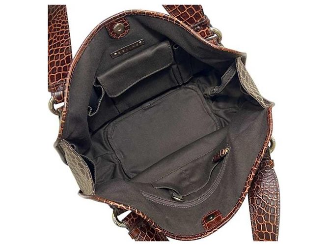 Bittersweet Céline Borsa Tote Celine in tela marrone e pelle - vista 6