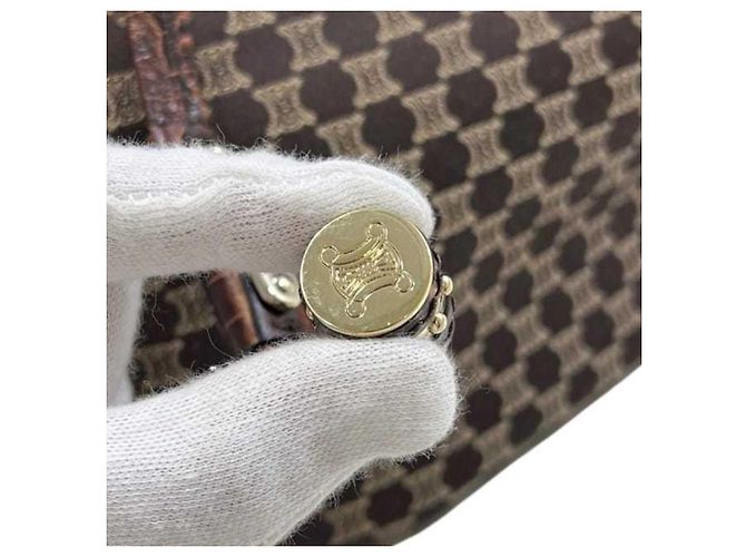 Bittersweet Céline Borsa Tote Celine in tela marrone e pelle - vista 9
