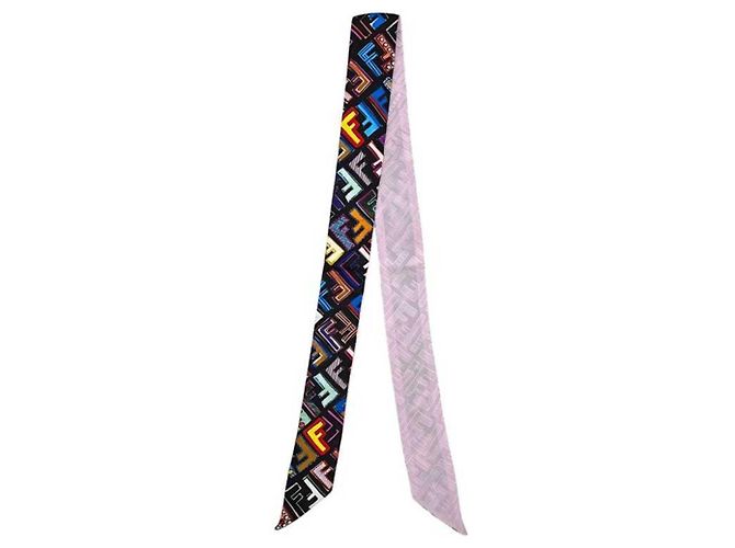 Fendi Ribbon langer Schal Schwarz Pink Mehrfarben - Ansicht 2