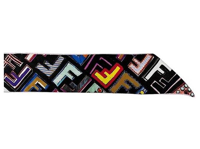 Fendi Ribbon langer Schal Schwarz Pink Mehrfarben - Ansicht 6