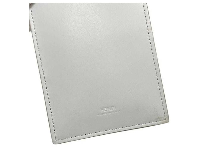 Pochette per telefono Fendi in pelle e pelliccia beige bianco - vista 10