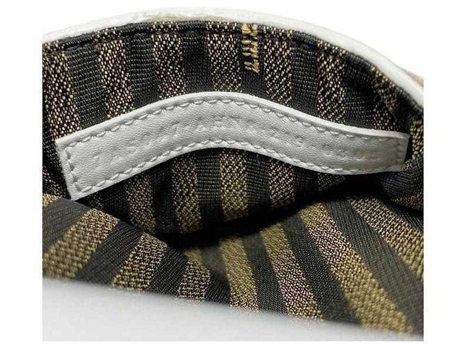 Pochette per telefono Fendi in pelle e pelliccia beige bianco - vista 5