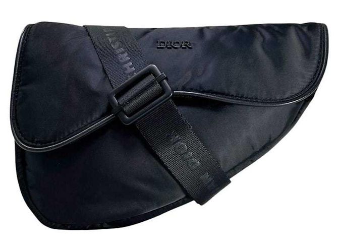Borsa Saddle in nylon nero Christian Dior - vista 2