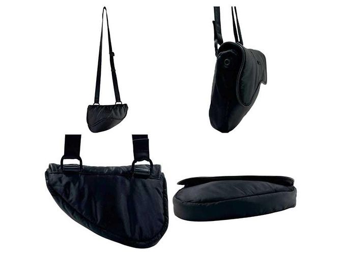 Borsa Saddle in nylon nero Christian Dior - vista 3