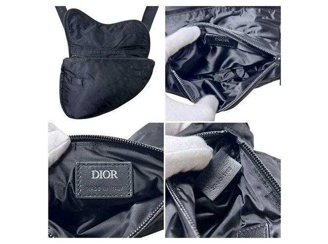 Borsa Saddle in nylon nero Christian Dior - vista 4
