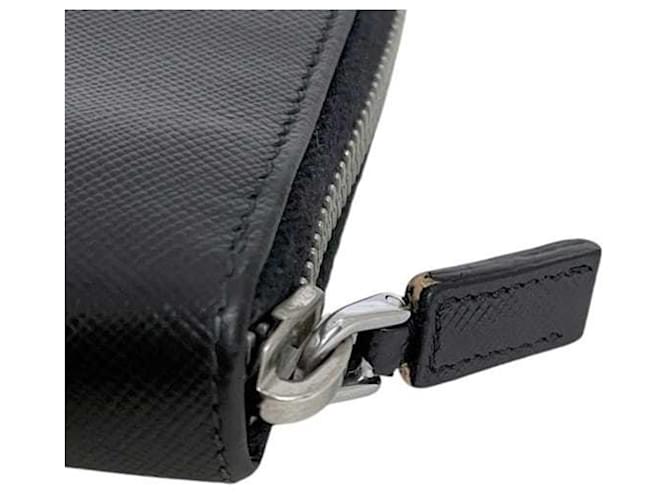 Prada Saffiano Triangle Langer Geldbeutel Schwarz - Ansicht 10