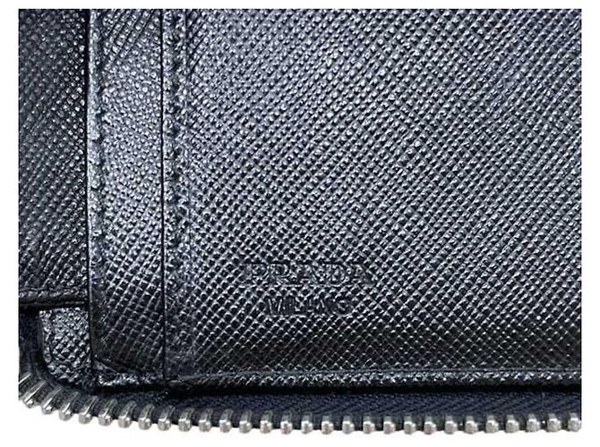 Prada Saffiano Triangle Langer Geldbeutel Schwarz - Ansicht 5