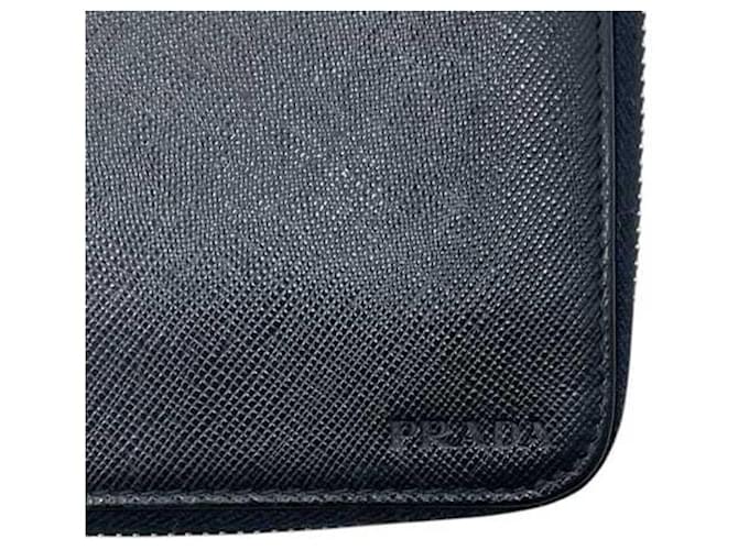 Prada Saffiano Triangle Langer Geldbeutel Schwarz - Ansicht 7