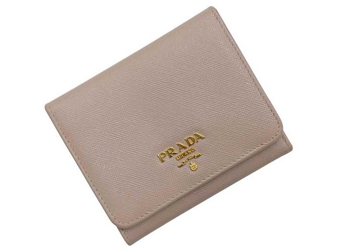 Prada Tri-fold Wallet aus beigefarbenem Saffiano-Leder - Ansicht 2