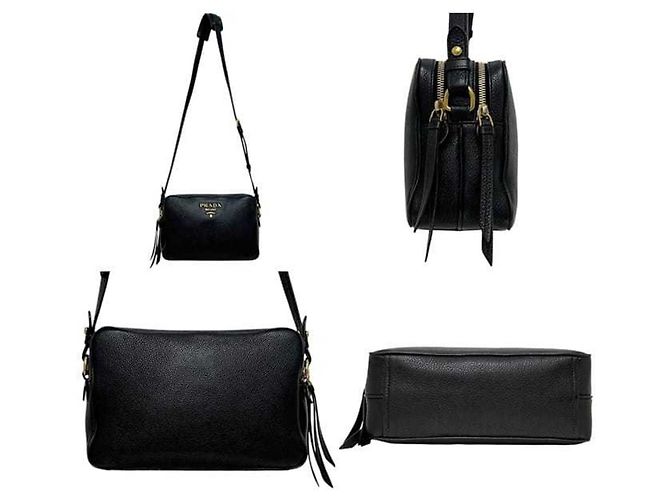 Borsa a tracolla Prada Black Vitello Daino Nero - vista 3