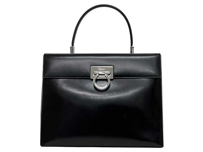 Gancini Borsa a mano in pelle nera Salvatore Ferragamo Nero - vista 2