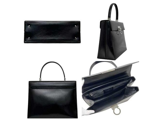 Gancini Borsa a mano in pelle nera Salvatore Ferragamo Nero - vista 3