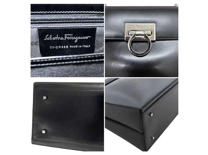 Gancini Borsa a mano in pelle nera Salvatore Ferragamo Nero - vista 4