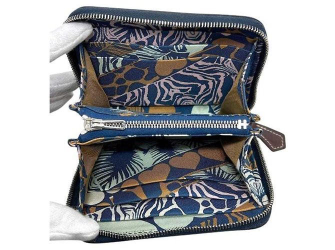 Hermès Hermes Azap Compact Seiden-Münzbeutel Marineblau - Ansicht 4