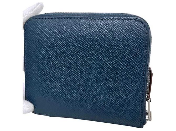 Hermès Hermes Azap Compact Seiden-Münzbeutel Marineblau - Ansicht 8