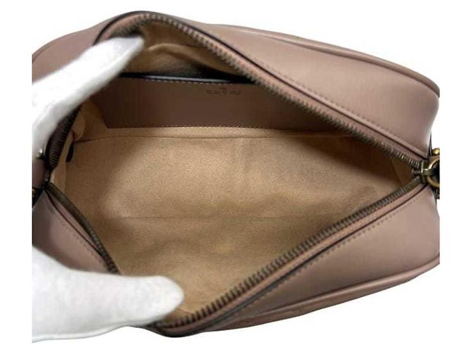 Borsa a tracolla con catena in pelle beige Gucci GG Marmont - vista 4
