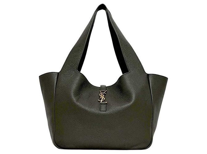 Saint Laurent Tote Bag aus Leder in Khakigrün - Ansicht 2