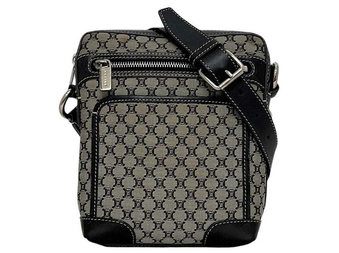 Bolso de mano Céline Marrón Negro Cuero Nylon Castaño - vista 2