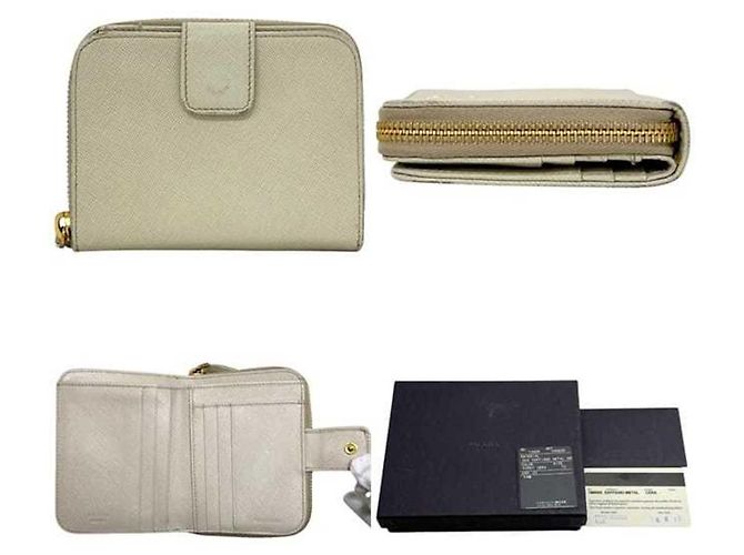 Saffiano Prada Beige and White Bi-Fold Wallet - view 3