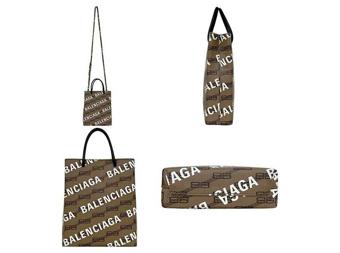 Borsa a tracolla in pelle beige Balenciaga - vista 3