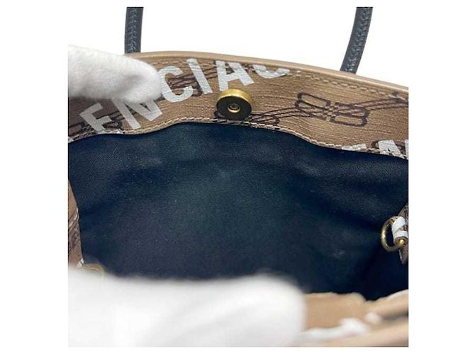Borsa a tracolla in pelle beige Balenciaga - vista 6
