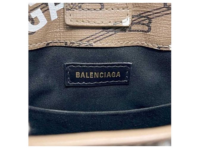 Borsa a tracolla in pelle beige Balenciaga - vista 7