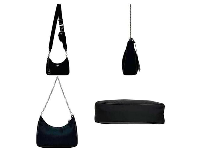 Borsa a tracolla in nylon nero Prada - vista 3