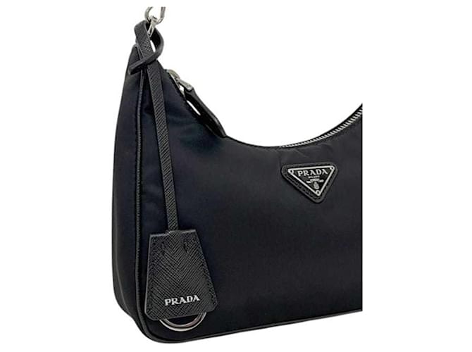 Borsa a tracolla in nylon nero Prada - vista 8