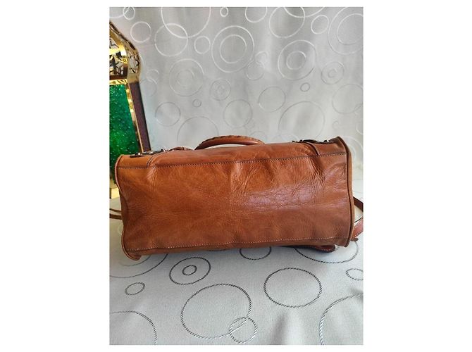 City Borsa Balenciaga Velo in pelle di agnello Cognac Beige - vista 10