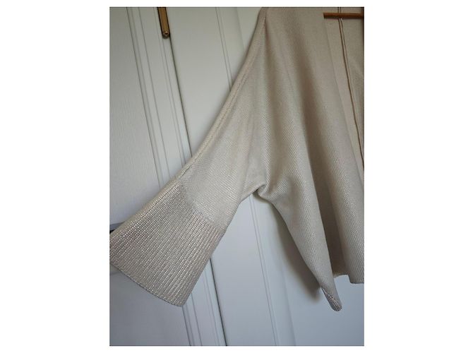Adolfo Dominguez beiger Strickcardigan mit Metallic-Effekt Grau - Ansicht 2