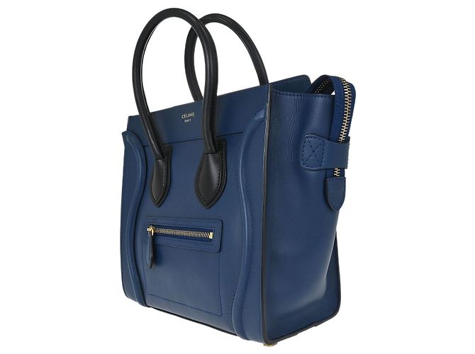 Céline Celine Luggage Smooth Leather Nano Blu - vista 3