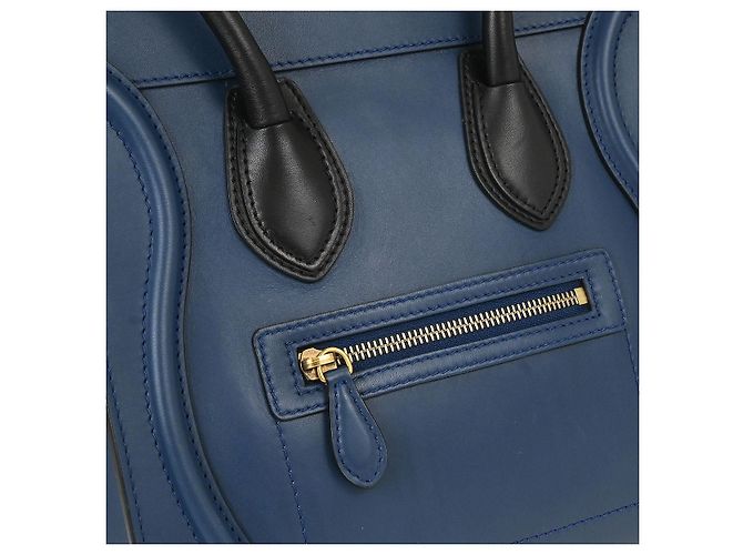 Céline Celine Luggage Smooth Leather Nano Blu - vista 7