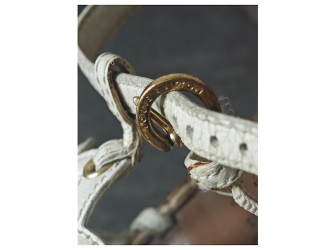 Louis Vuitton Sandali con zeppa in pelle bianca a fiori Bianco - vista 5