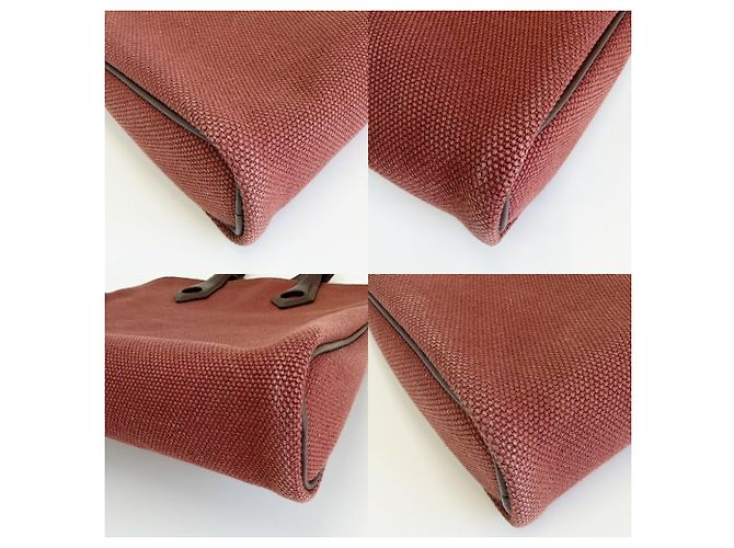 Hermès Borsa Hermes Sac Ybou Toile H Leather Marrone - vista 4
