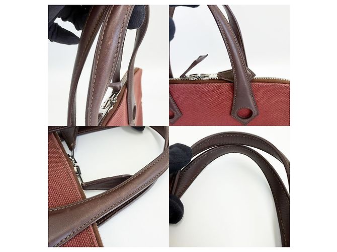 Hermès Borsa Hermes Sac Ybou Toile H Leather Marrone - vista 6