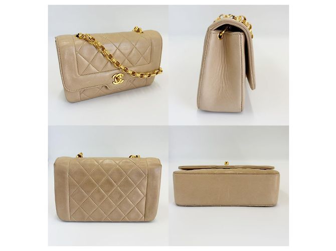 Borsa a tracolla Chanel Matelassé Diana Flap Beige - vista 3