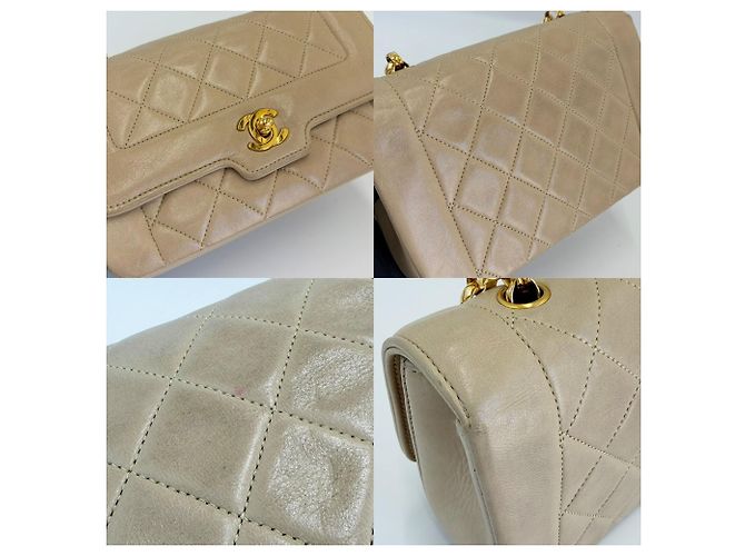 Borsa a tracolla Chanel Matelassé Diana Flap Beige - vista 5