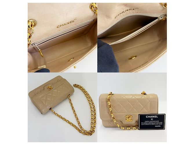Borsa a tracolla Chanel Matelassé Diana Flap Beige - vista 7