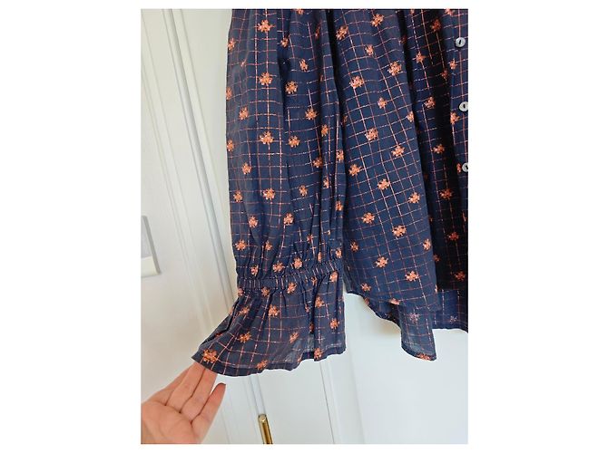 Autre Marque Blusa Fragonard a quadretti blu e rosa con stampa floreale - vista 2
